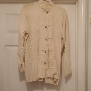 Men's Cream Button-Up Shirt Jacket